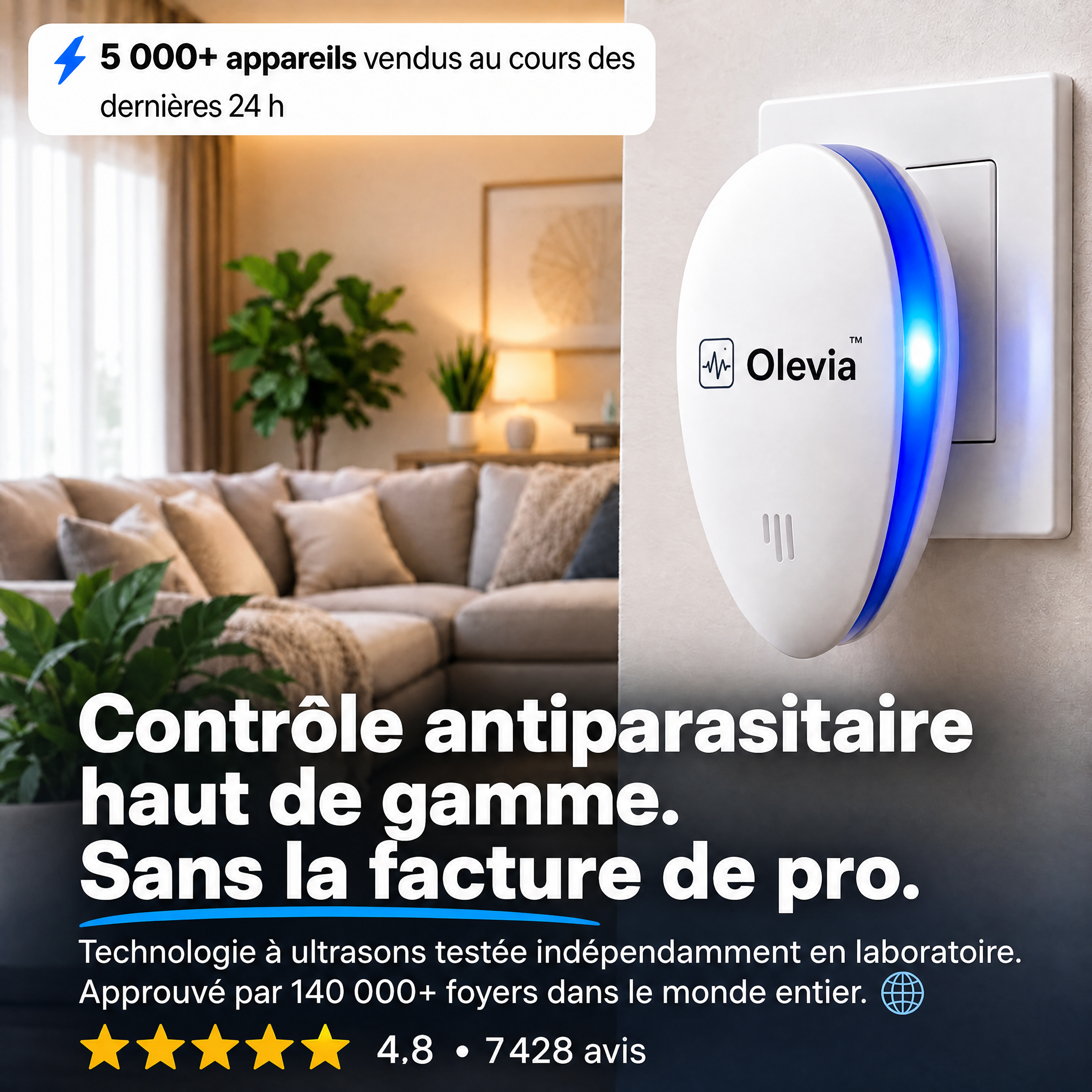 Répulsif Antiparasitaire à Ultrasons – Éliminez définitivement plus de 14 nuisibles