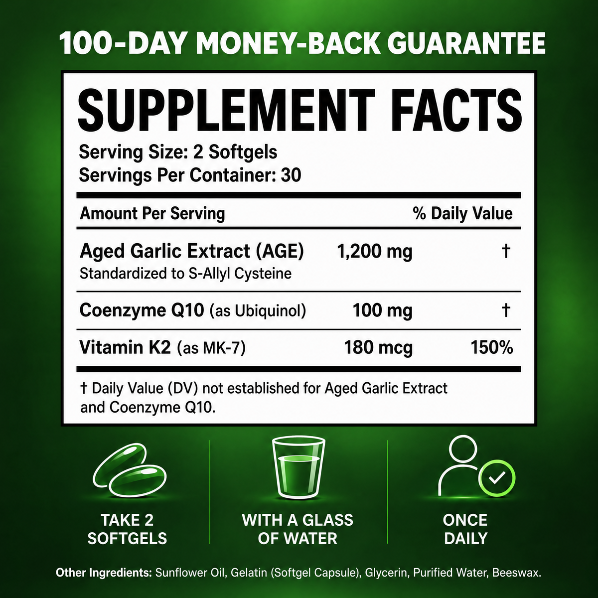 Olevia Aged Garlic Extract: 24-Month Aged Garlic with CoQ10 & Vitamin K2