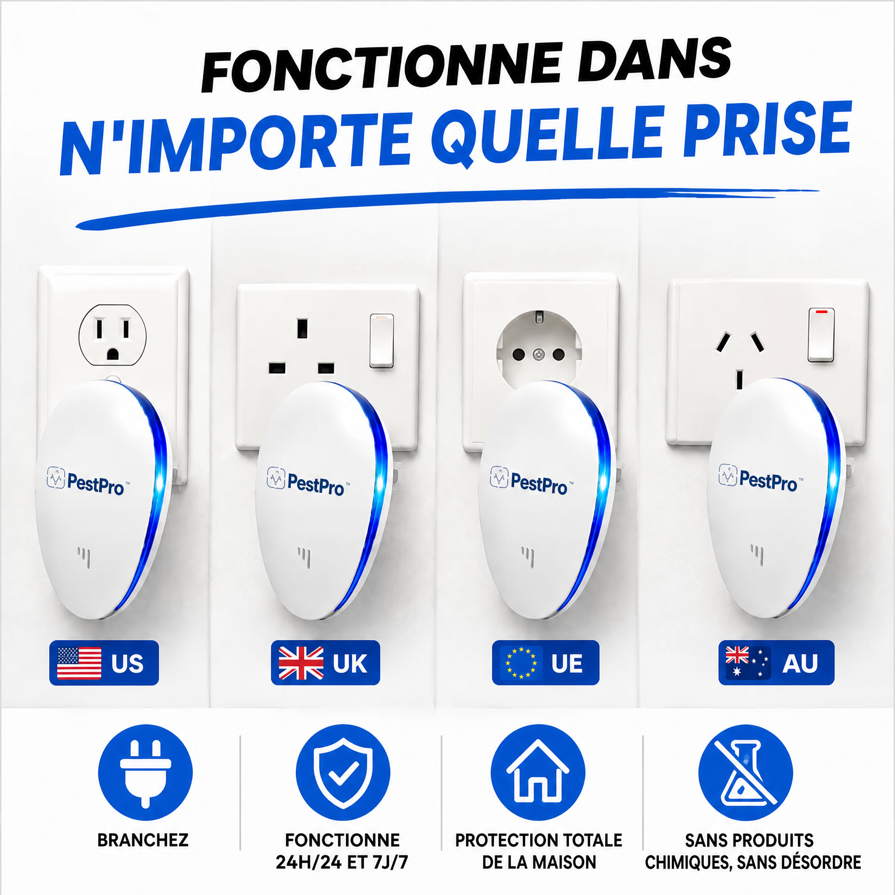 Répulsif Antiparasitaire à Ultrasons – Éliminez définitivement plus de 14 nuisibles