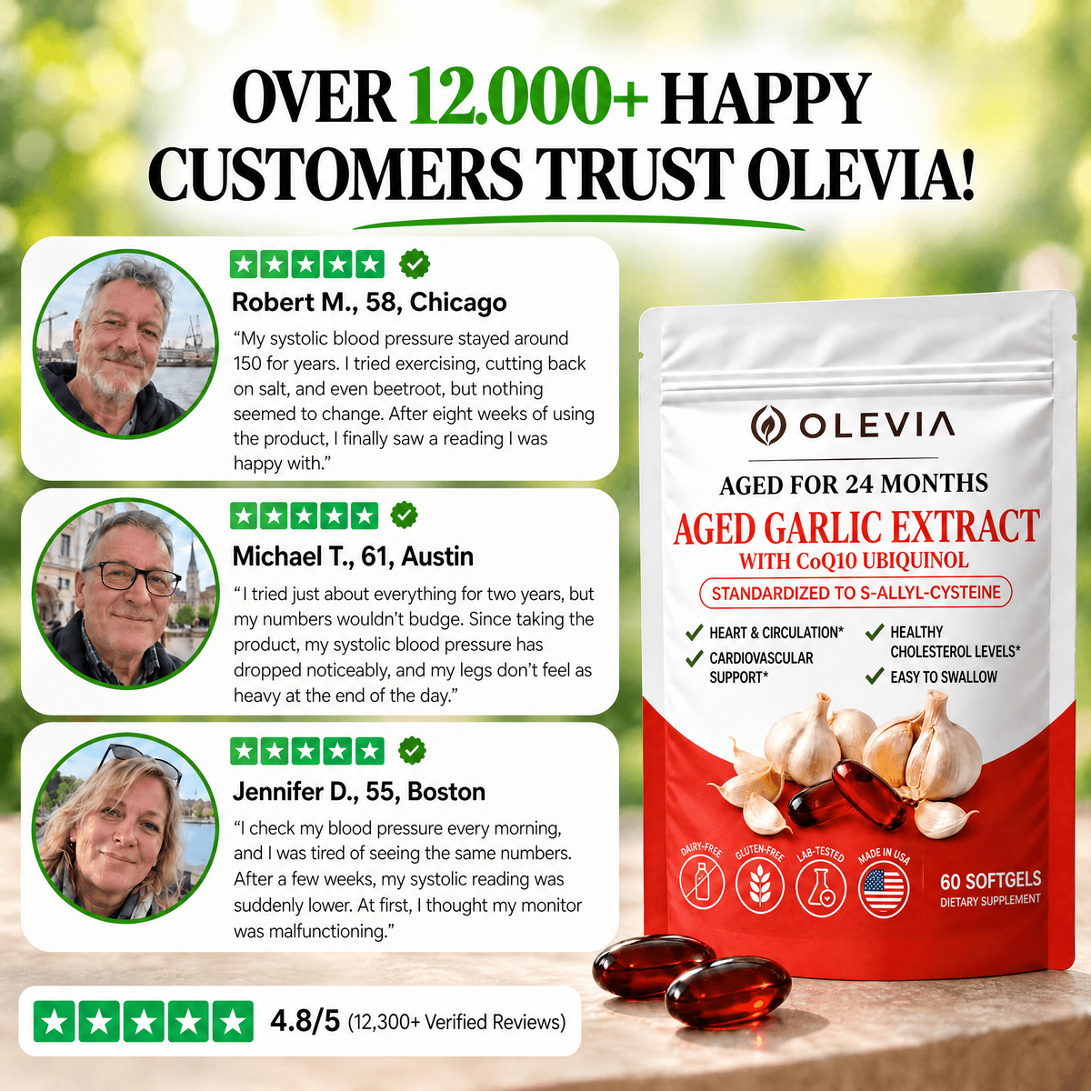 Olevia Aged Garlic Extract: 24-Month Aged Garlic with CoQ10 & Vitamin K2